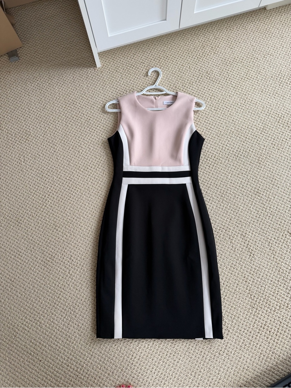 Calvin Klein Sleeveless Colorblock Midi Dress - Black, Blush & White